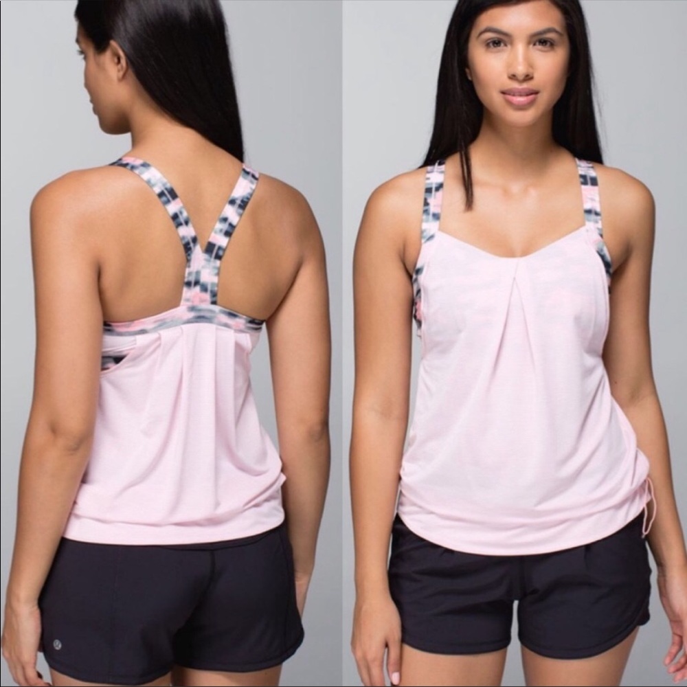 Lululemon Rest Less Tank in Pink and Camo Sz 6